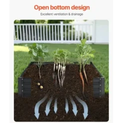 Hot Højbeds plantekasse, 240x120x28 cm, mørkegrå, metal Plantningsbænke
