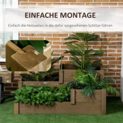 Plantningsbænke^Højbedsplantekasse, 122x122x51 cm, Brun