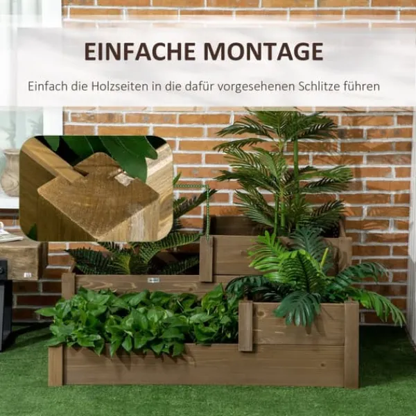 Plantningsbænke^Højbedsplantekasse, 122x122x51 cm, Brun