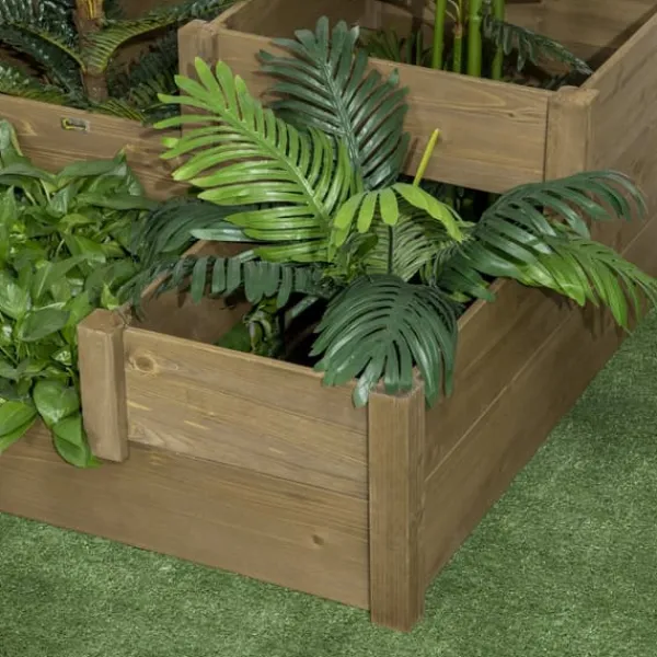 Plantningsbænke^Højbedsplantekasse, 122x122x51 cm, Brun