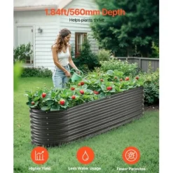 Discount Højbedsplantekasse, 240x60x56 cm, Mørkegrå, Metal Plantningsbænke