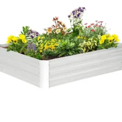 Plantningsbænke^Højbedsplantekasse, 120x90x30 cm, Sølv