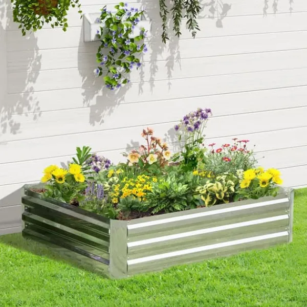 Plantningsbænke^Højbedsplantekasse, 120x90x30 cm, Sølv
