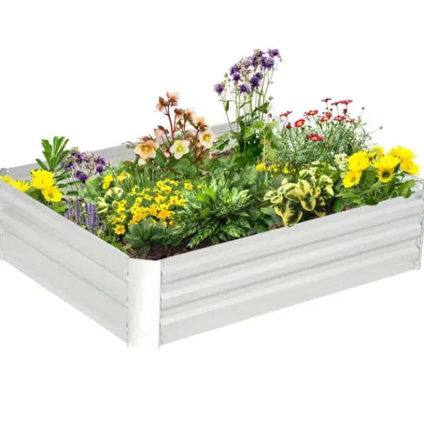 Plantningsbænke^Højbedsplantekasse, 120x90x30 cm, Sølv