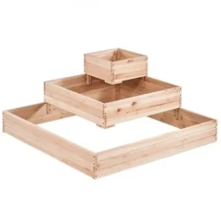 Plantningsbænke^Højbedsramme, 113x113x51 cm, lys træfarve, træ