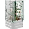 Clearance Højbedssæt 53x53x90 cm med plastovertræk & espalier – plantekasse til have/balkon Plantningsbænke