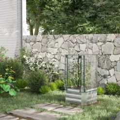 Clearance Højbedssæt 53x53x90 cm med plastovertræk & espalier – plantekasse til have/balkon Plantningsbænke