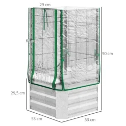 Clearance Højbedssæt 53x53x90 cm med plastovertræk & espalier – plantekasse til have/balkon Plantningsbænke