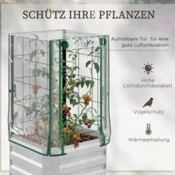 Clearance Højbedssæt 53x53x90 cm med plastovertræk & espalier – plantekasse til have/balkon Plantningsbænke