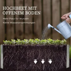 Clearance Højbedssæt 53x53x90 cm med plastovertræk & espalier – plantekasse til have/balkon Plantningsbænke