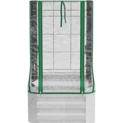 Clearance Højbedssæt 53x53x90 cm med plastovertræk & espalier – plantekasse til have/balkon Plantningsbænke