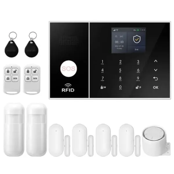 Hjemmealarmsystemer^Hjemmealarmsystem, Smart Home Integration, Real-Time Advarsler,2G GSM WiFi Kit C, EU Stik