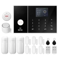 Discount Hjemmealarmsystem, Smart Home Integration, Trådløs Sikkerhedsløsning,4G WiFi Kit D, EU Stik Hjemmealarmsystemer