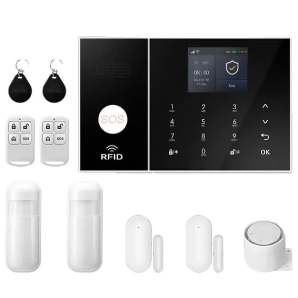 Hjemmealarmsystemer^Hjemmealarmsystem, Smart Home Integration, Trådløs Sikkerhedsløsning,4G WiFi Kit B, EU Stik