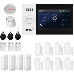 Hjemmealarmsystemer^Hjemmealarmsystem, trådløs forbindelse, smart automatisering,EU Stik, GSM 2G WiFi Kit E