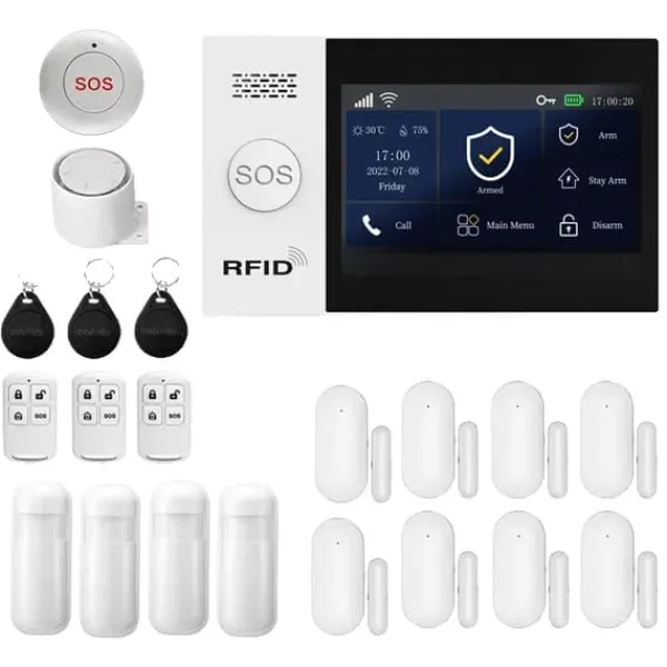 Hjemmealarmsystemer^Hjemmealarmsystem, trådløs forbindelse, smart automatisering,EU Stik, GSM 2G WiFi Kit E