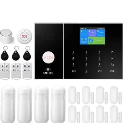 Hjemmealarmsystemer^Hjemmealarmsystem, trådløs forbindelse, mobilappkontrol,EU stik, E-4G