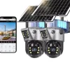 Clearance Hjemmesikkerhed Solkamera, 8MP HD Opløsning, Dobbelt Linse Design, 2 Stk WIFI Solkamera Sikkerhedsmonitorer & Videokameraer