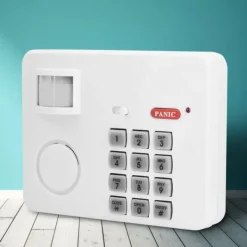Hjemmealarmsystemer^Hjemmesikkerhedsalarmsystem med trådløs PIR-bevægelsessensor og fjernbetjening med tastatur