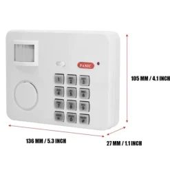Hjemmealarmsystemer^Hjemmesikkerhedsalarmsystem med trådløs PIR-bevægelsessensor og fjernbetjening med tastatur