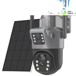 Best Hjemmesikkerhedskamera, Dual Linse, Solcelledrevet, 1 stk WIFI Solkamera Sikkerhedsmonitorer & Videokameraer