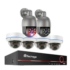 Sikkerhedsmonitorer & Videokameraer^Hjemmesikkerhedskamera, 5MP opløsning, udvidelig til 8 kanaler, 8CH NVR 6 kamera A, 1T, EU stik