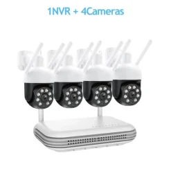 Outlet Hjemmesikkerhedskamera, PTZ trådløst overvågningskamera, 4MP HD opløsning, intelligent detektion, 8CH NVR 4 kamera Sikkerhedsmonitorer & Videokameraer