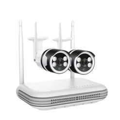Sikkerhedsmonitorer & Videokameraer^Hjemmesikkerhedskamera system, 5MP opløsning, tovejslyd, 8CH og 2 stk 3MP kamera, EU stik