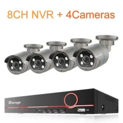 New Hjemmesikkerhedskamera system, 8CH support, H.265 kompression, 8CH NVR og 4 kamera, ingen indbygget HDD Sikkerhedsmonitorer & Videokameraer