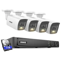 Sikkerhedsmonitorer & Videokameraer^Hjemmesikkerhedskamera system, 12MP opløsning, AI detektionsfunktioner, 1T