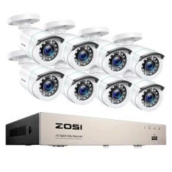 Sikkerhedsmonitorer & Videokameraer^Hjemmesikkerhedssystem, H265+ DVR, Natvision,1T, 8CH DVR med 8 kameraer