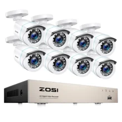 Sikkerhedsmonitorer & Videokameraer^Hjemmesikkerhedssystem, H265+ DVR, Natvision,1T, 8CH DVR med 8 kameraer