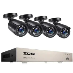 Sale Hjemmesikkerhedssystem, 2MP opløsning, nattevisions teknologi, , 8CH DVR with 4 Cams, 1T Sikkerhedsmonitorer & Videokameraer