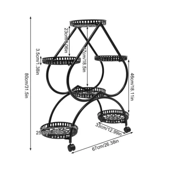 Plantestativer^Hjerteformet Planteholder, 6 Potters Kapacitet, Holdbar Jernkonstruktion, Pladsbesparende Design