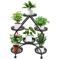 Hjerteformet plantestativ - Blomsterstativ - 6 hylder - Jern - 4 hjul (2 med bremse) - 7,5 kg pr. hylde Plantestativer