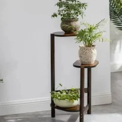 Sale Hjørne Plantestativ - Blomsterhylde - 3 Etager - Træ - Inde/Ude - Nem Montering - Brun Plantestativer