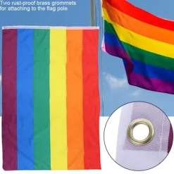 Hot Håndviftende Regnbueflag Banner Polyester Gay Pride Lesbisk Flag med Øjer Flag & Vindposer
