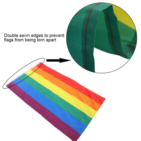 Hot Håndviftende Regnbueflag Banner Polyester Gay Pride Lesbisk Flag med Øjer Flag & Vindposer