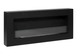 Pejse^Hængende ethanolkomfur Biokomfur Hængende biokomfur Bioethanolbrænder BOX 90 cm x 40 cm x 12 cm Mat sort med glas økologisk komfur
