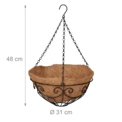 Clearance Hængende kurvesæt, 48x31 cm, Sort, Natur Havekurve