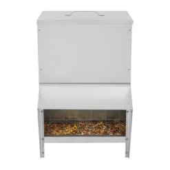 Clearance Hønsefoderautomat i metal - Fjerkræ fodertrug - Med låg - Til høns og ænder - Sølv Til Fugle & Småvildt
