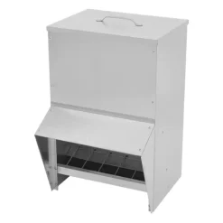 Clearance Hønsefoderautomat i metal - Fjerkræ fodertrug - Med låg - Til høns og ænder - Sølv Til Fugle & Småvildt