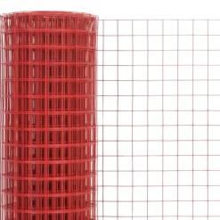 Til Fugle & Småvildt^Hønsenet i stål med PVC-belægning - Fleksibelt trådnet til volierer og hegn | Størrelse: 25 x 0,5 m | Farve: Rød