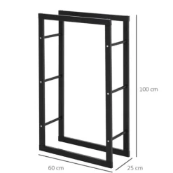 Tilbehør Til Brændeovne & Pejse^HOMCOM Brændestativ - Sort Metal, L60 x B25 x H100 cm, op til 100 kg