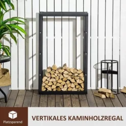 Tilbehør Til Brændeovne & Pejse^HOMCOM Brændestativ - Sort Metal, L60 x B25 x H100 cm, op til 100 kg