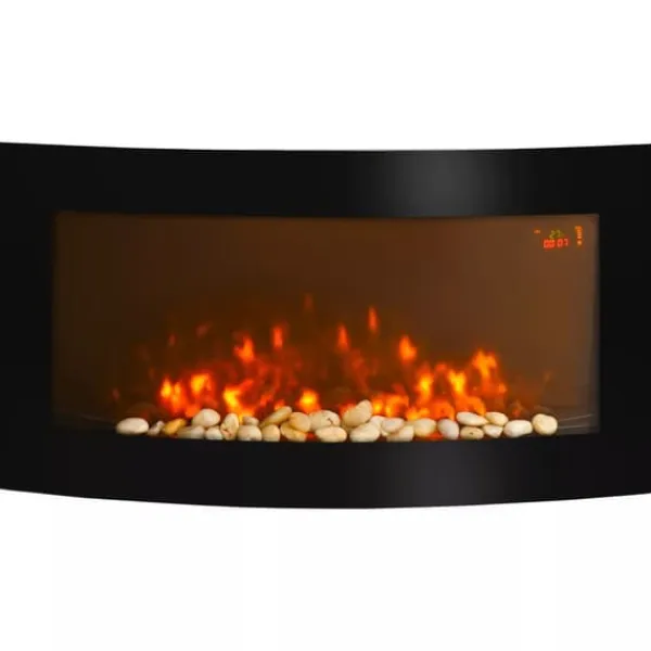 Pejse^HOMCOM Elektrisk Vægpejs - Sort Metal og Sikkerhedsglas - 89,2 x 13,5 x 48cm