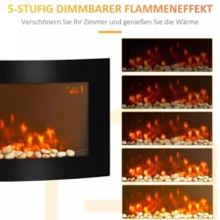 Pejse^HOMCOM Elektrisk Vægpejs - Sort Metal og Sikkerhedsglas - 89,2 x 13,5 x 48cm