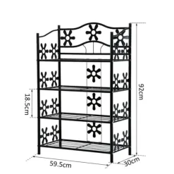 Online HOMCOM Plantestativ i Metal, 4 Etager, Sort, 59,5x30x92cm Plantestativer