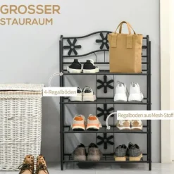Online HOMCOM Plantestativ i Metal, 4 Etager, Sort, 59,5x30x92cm Plantestativer