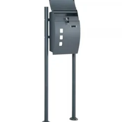 Postkasser & Brevindkast^HOMCOM Postkasse med Stativ og Avisrum, Galvaniseret Stål, Antracit (44x15x114cm)